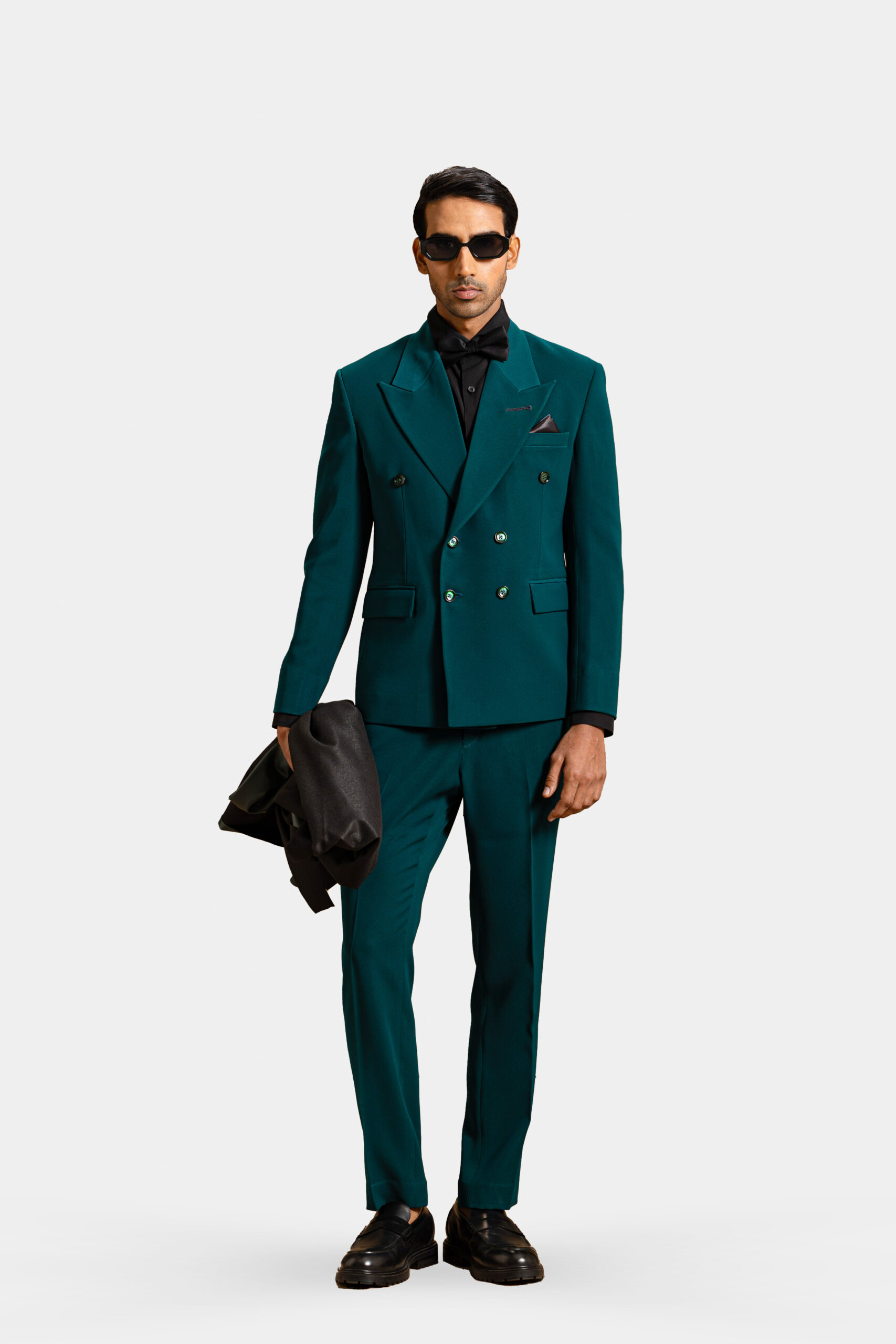 Archivist double-breasted Italian crepe suit crafted to perfection — Shubham Shinde Menswear luxury tailored suits for men.