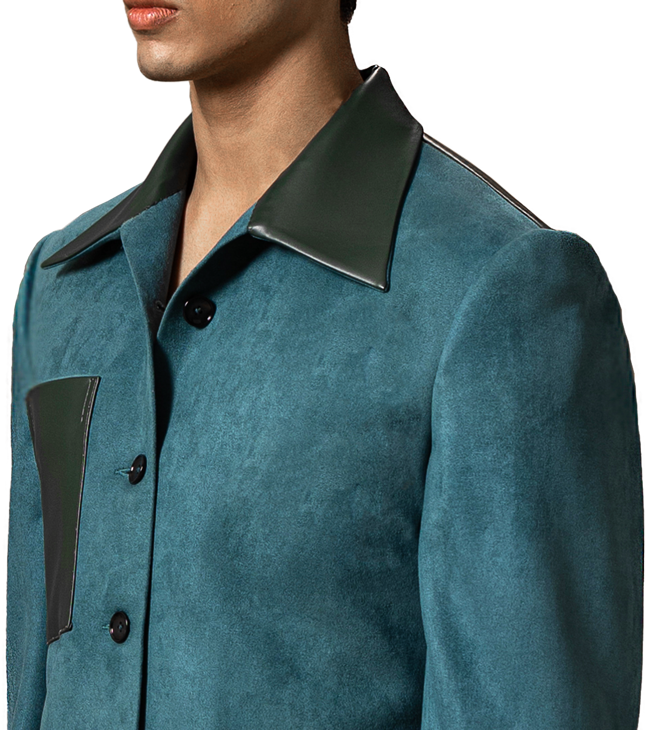 Atelier suede jacket — Modern designer jacket made from luxury suede for contemporary men's fashion. Shubham Shinde Menswear.
