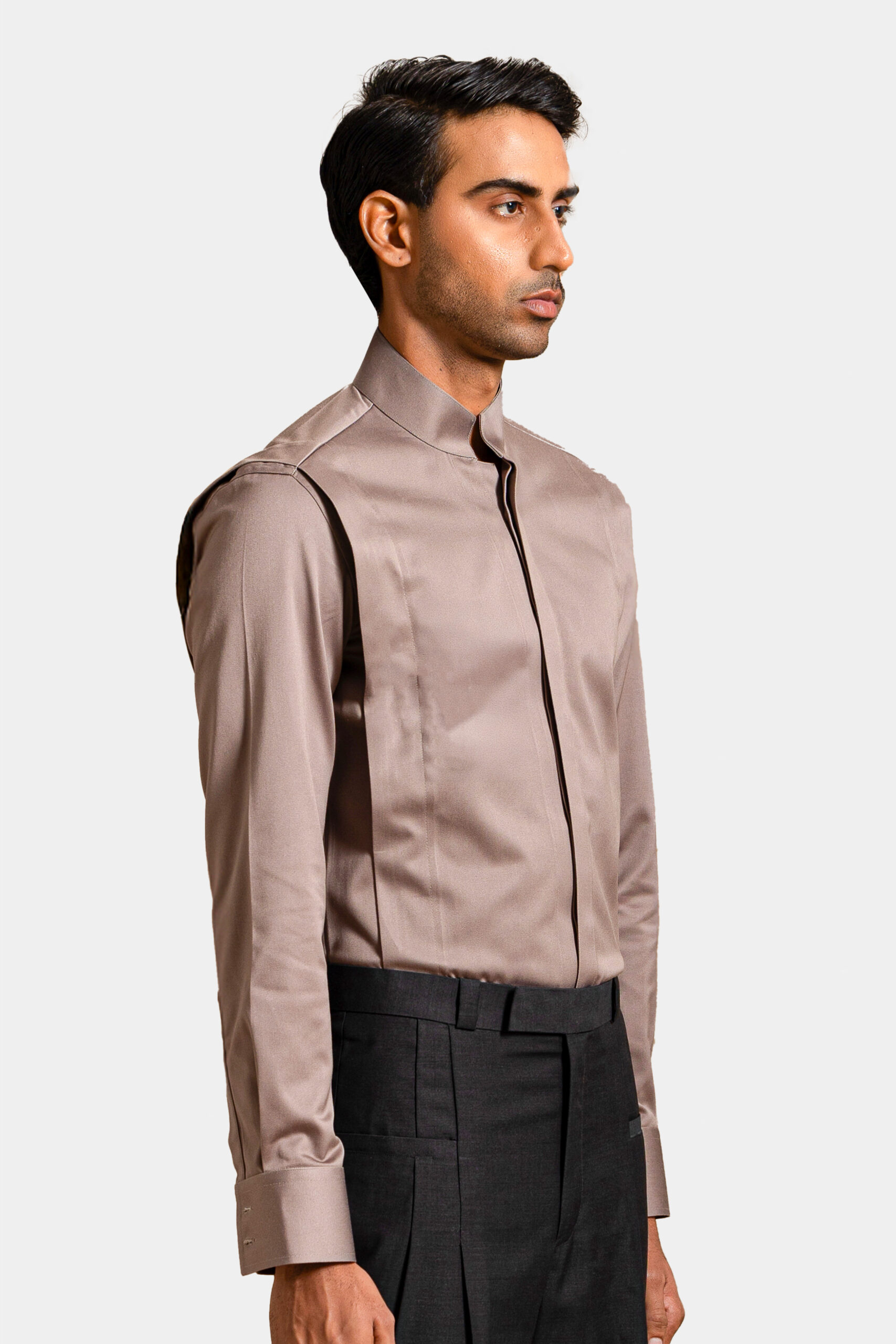 Orator pleat shirt with modern design — Shubham Shinde Menswear luxury men's shirt for contemporary style.