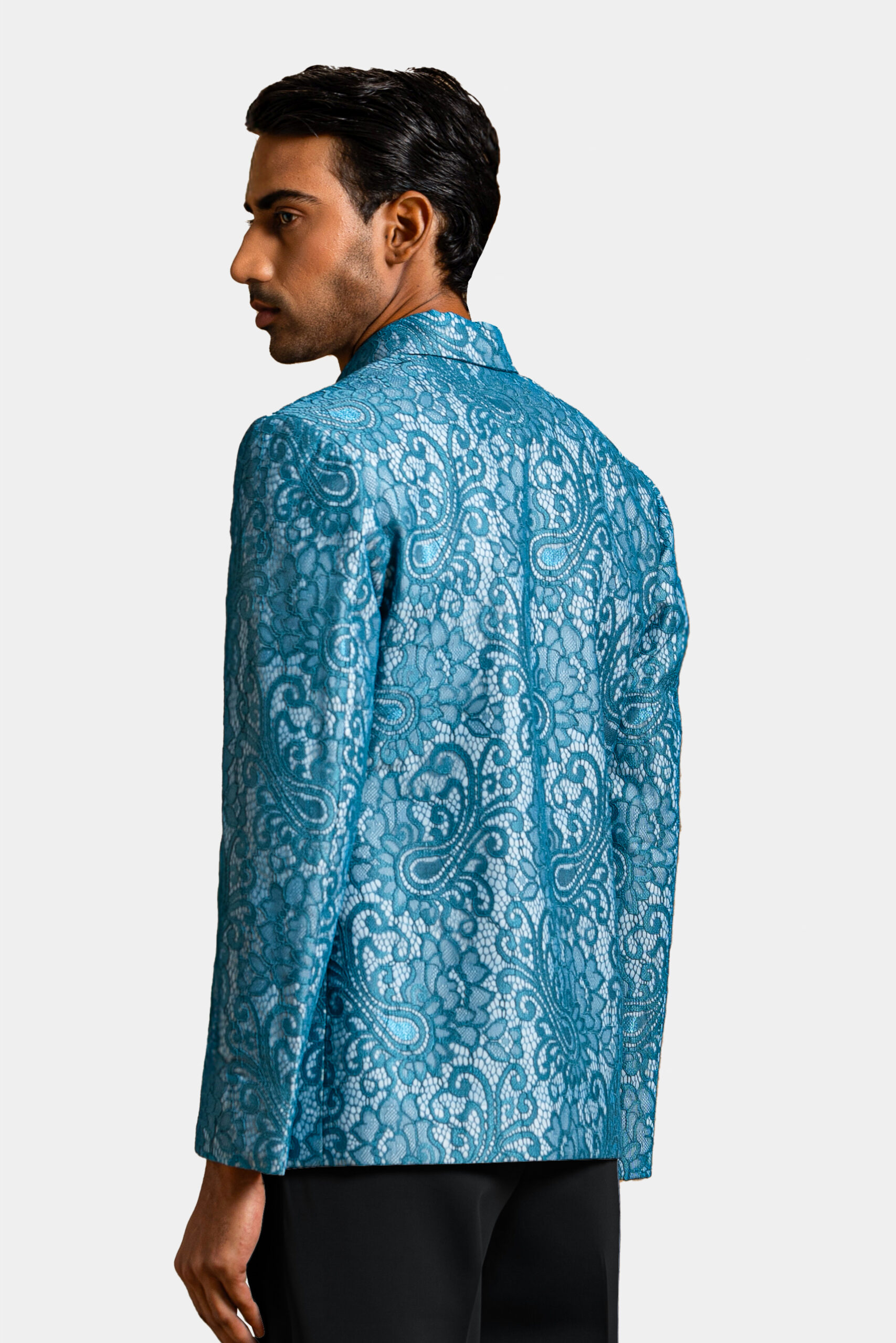 Eden embroidered jacket with paisley embroidery in modern design — Shubham Shinde Menswear luxury men's jacket for contemporary style.