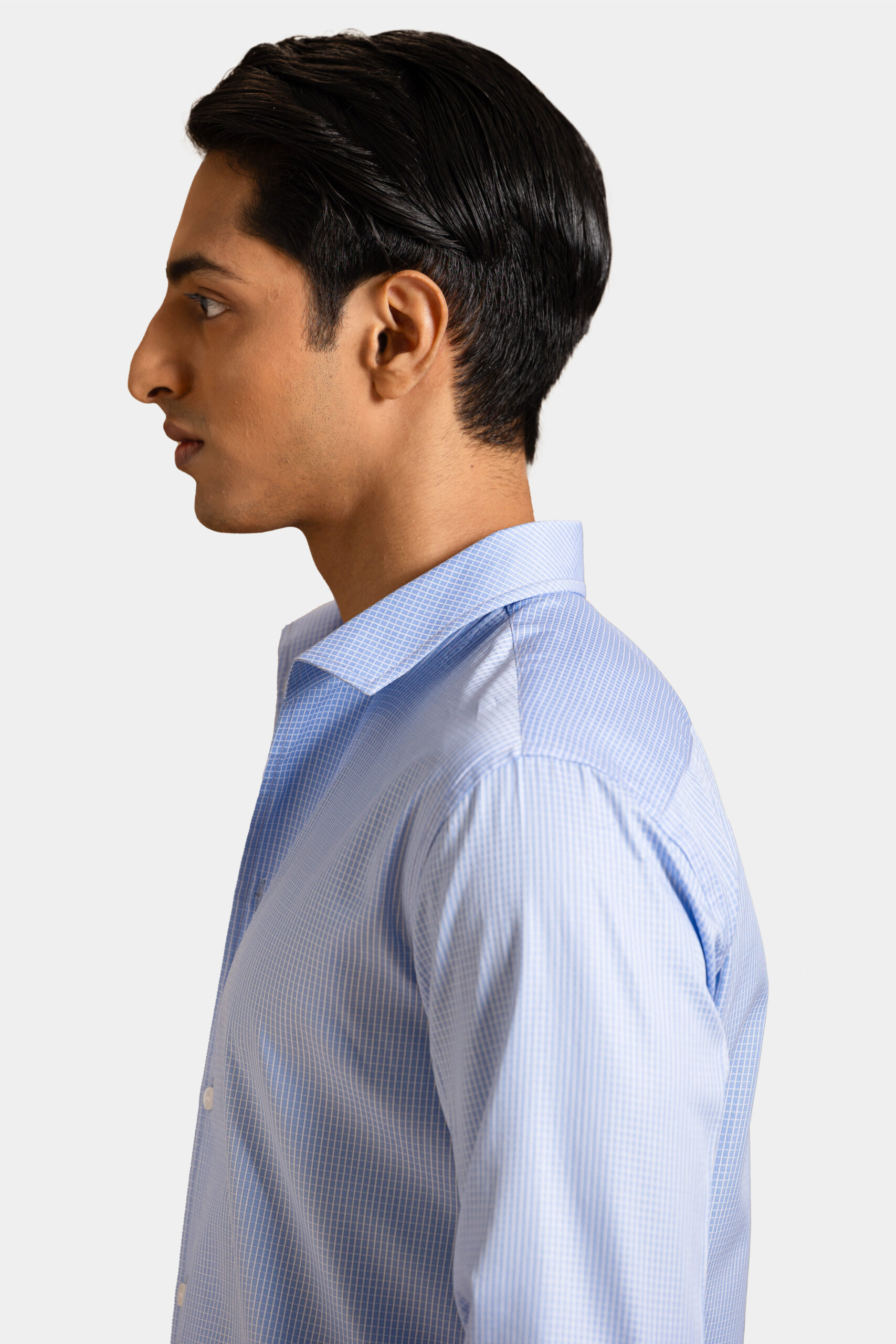 Gatsby blue shirt with vintage classic collar made of Egyptian Super 140s cotton — Shubham Shinde Menswear luxury men's shirt for formal and occasion wear.