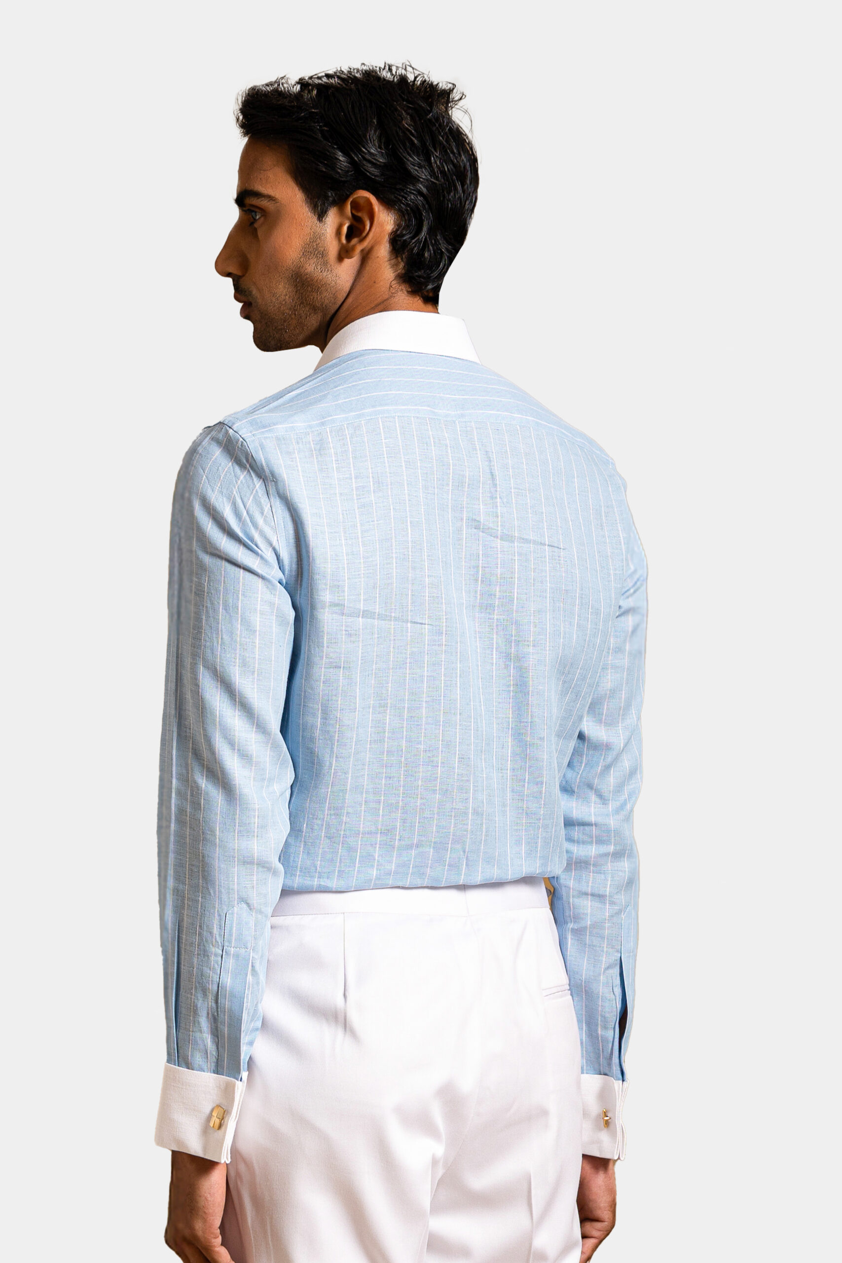 Sartorial blue linen shirt made of European linen — Shubham Shinde Menswear luxury men's shirt for formal and business wear