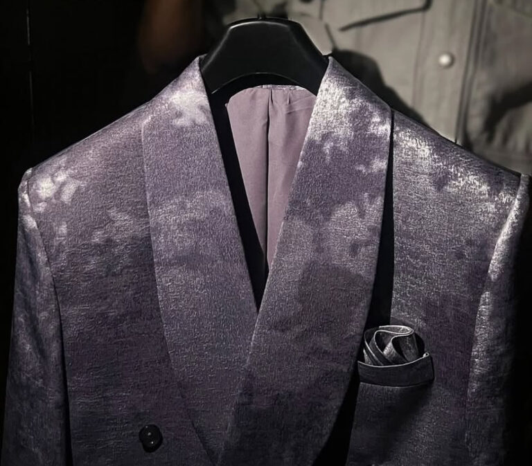 Handcrafted tuxedo suit for men with refined satin detailing