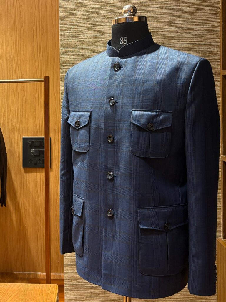 Modern Bandhgala suit styled with tailored trousers